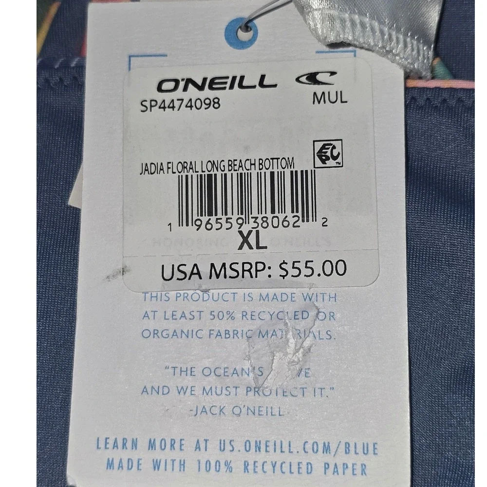NWT‎ O'Neill Bikini Bottoms Blue Jadia Floral High Waist Cheeky SZ XL SP4474098
